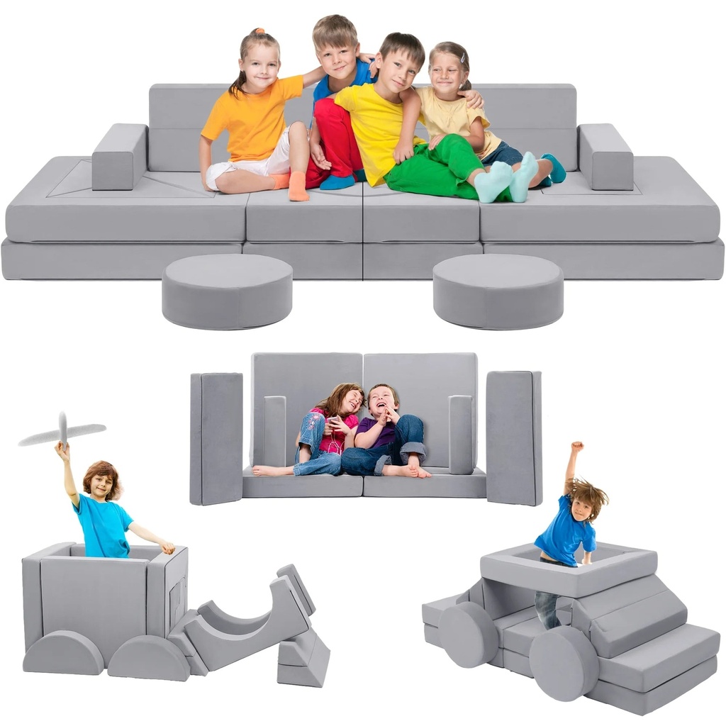 22Pcs Modular Kids Play Couch Sofa,Convertible Couch Building Fort for Girls and Boys,Creative Sectional Toddler Couch Play Set, Fold Out Foam Baby Sofa for Playroom,Bedroom,Nursery