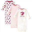 Touched by Nature Baby Girl Organic Cotton Long-Sleeve Gowns 3Pk, Petals, 0-6 Months