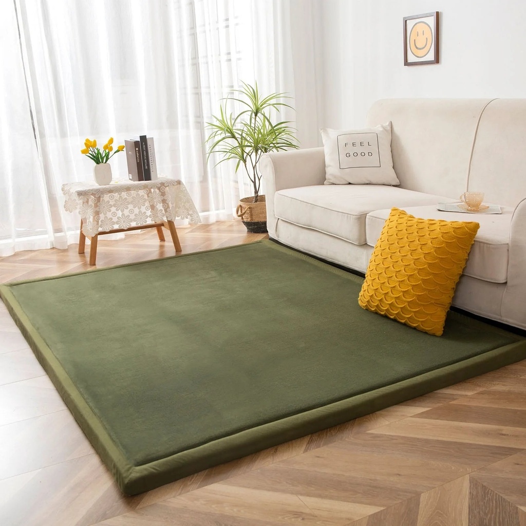 Memory Foam Soft Padded Baby Play Mats Area Rug with Non-Slip Bottom 5' X 7' - Green