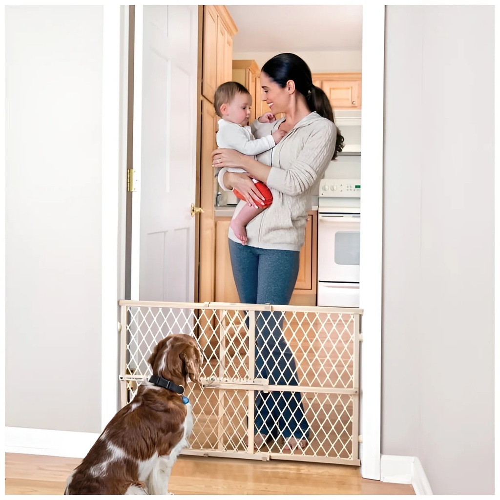 Position & Lock Adjustable Wood Baby Gate