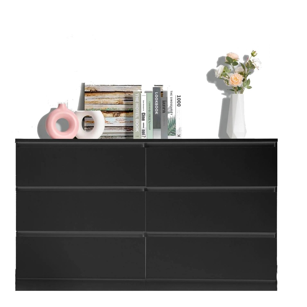 Ktaxon 6 Drawer Double Dresser, Kids Dresser, Nursery Dresser Drawer Organizer, Chest of Drawers, Black