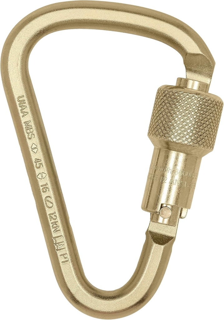 Equal D Steel Carabiner by Proclimb - Zinc Plated - 14Mm Gate Opening - Twist Lock Gate