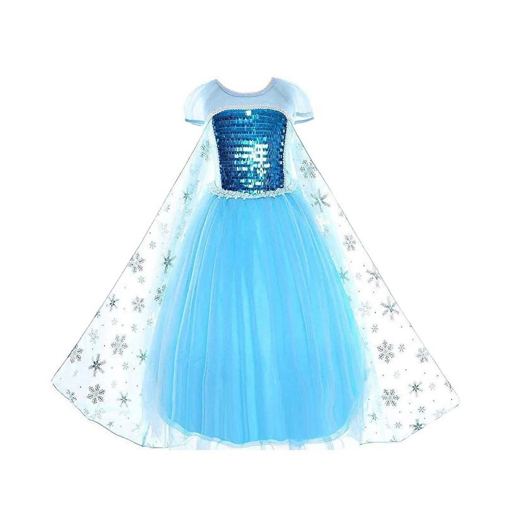Princess Elsa Costume Party Dress Up,Little Gilrs 4
