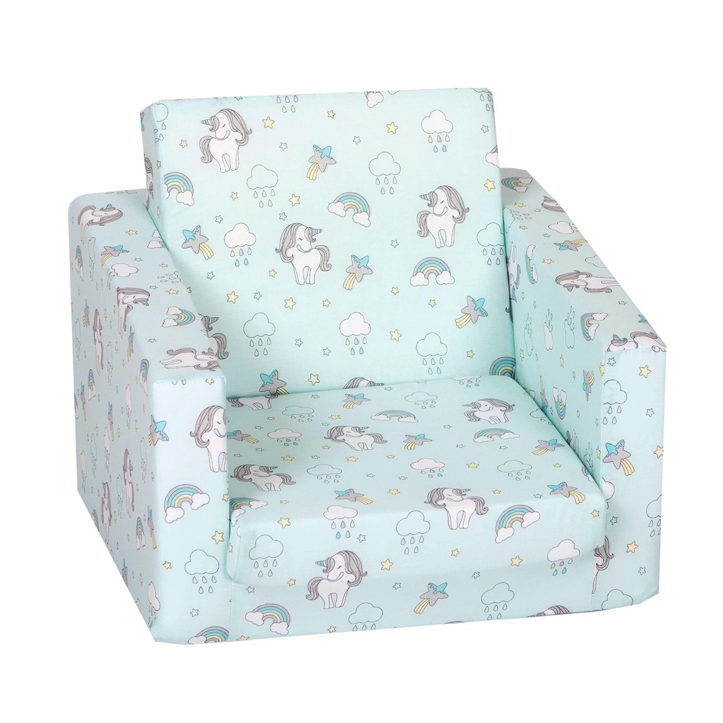 Delsit Toddler 2 in 1 Flip Open Kids Foam Lounge Chair, Unicorns & Rainbows
