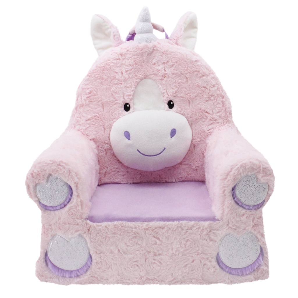 Soft Landing Sweet Seats, Premium and Comfy Toddler Lounge Chair with Carrying Handle & Side Pockets –Polyester, Pink Unicorn