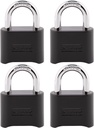 Master Lock Black Combination Lock, Customizable Combo Padlock, Indoor and Outdoor Weather Resistant Lock with Resettable Code for Gates, Lockers, 4 Pack, 178EC4