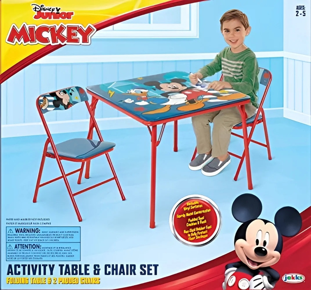 Mickey Mouse Children'S Activity Table Includes 1 Square Table & 2 Chairs Intended for Children Ages 3 to 7 Years