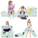 Docred Kids Sofa, 4 in 1 Flip Open Couch W/Super Soft Removable Bamboo Cover , Extra Soft Flip Open Chairs & Sleeper,Cute Dinosaur Print Toddler Chairs Kids Couch for Kids Girls Boys