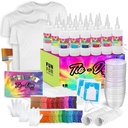 Craftbud DIY Tie Dye Kit for Kids, Adults, Large Groups - Includes 3 Unisex Adult T-Shirts – Small, Medium, & Large, 18 Colors, Guide Book