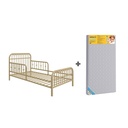Little Seeds Monarch Hill Ivy Metal Toddler Bed and Safety 1St Grow with Me 2-In-1 Baby & Toddler Mattress, Gold