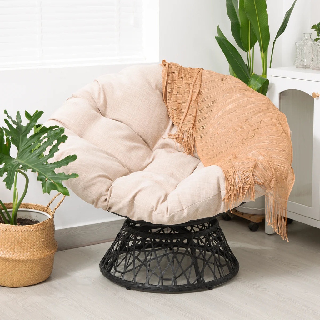 Bme Papasan Chair Soft Thick Density Fabric Cushion and High Capacity Steel Frame with 360 Degree Swive