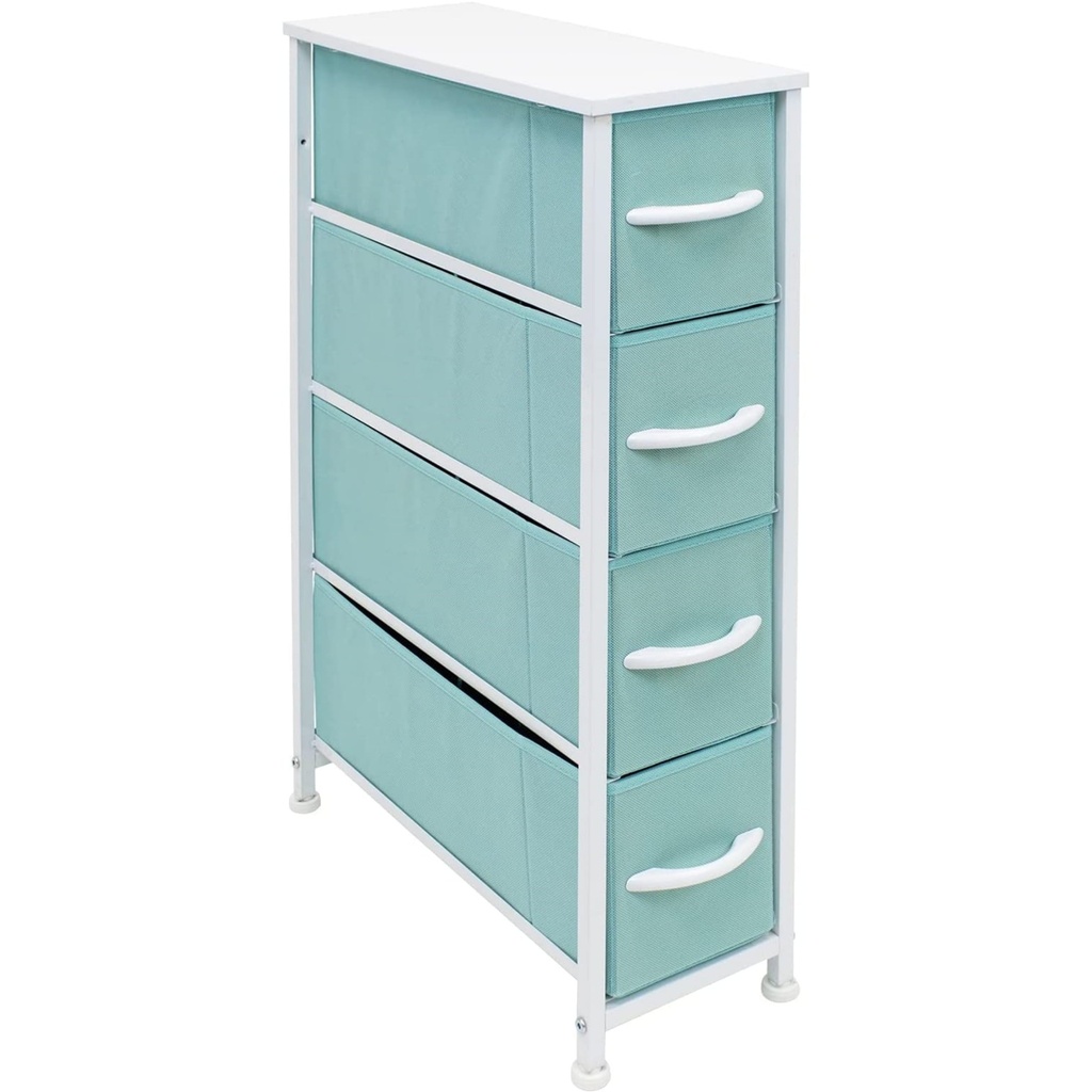 Sorbus Narrow 4-Drawer Dresser: Compact Storage for Children and Adults in Bedrooms, Bathrooms, and Laundry (Aqua)