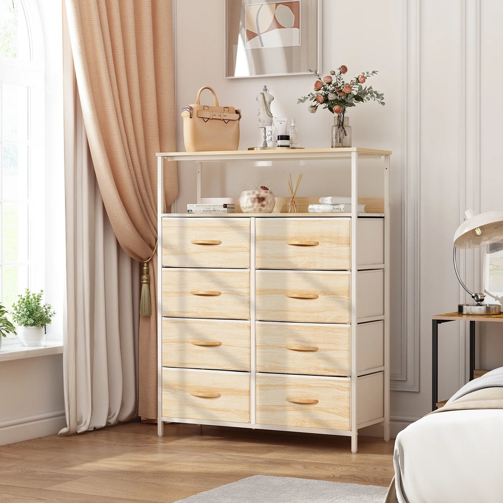 ROOFAR 8 Drawer Dresser, Dresser for Bedroom, Closet Organizer, Modern Cabinet, Nature