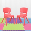 Bizchair 2 Pack Red Plastic Stackable School Chair with 12" Seat Height