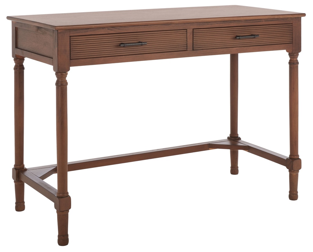 SAFAVIEH Layce Solid Retro 2 Drawer Writing Desk, Brown