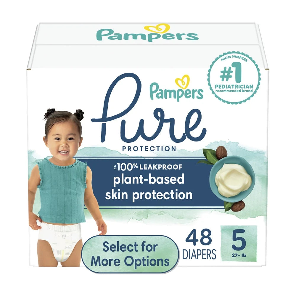Pampers Pure Diapers Size 5, 48 Count (Select for More Options)