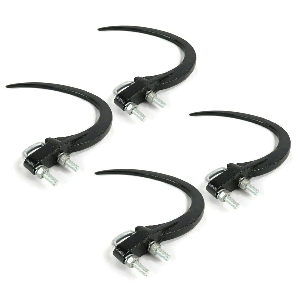 The ROP Shop | (Pack of 4) 9" Hay/Straw Grapple Hook for Accumulator with U-Bolts, Nuts, Washers