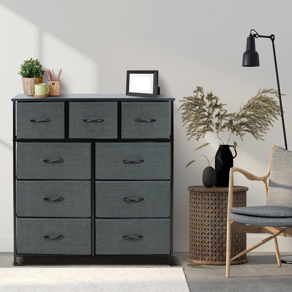 Sorbus Dresser with 9 Drawers- Black