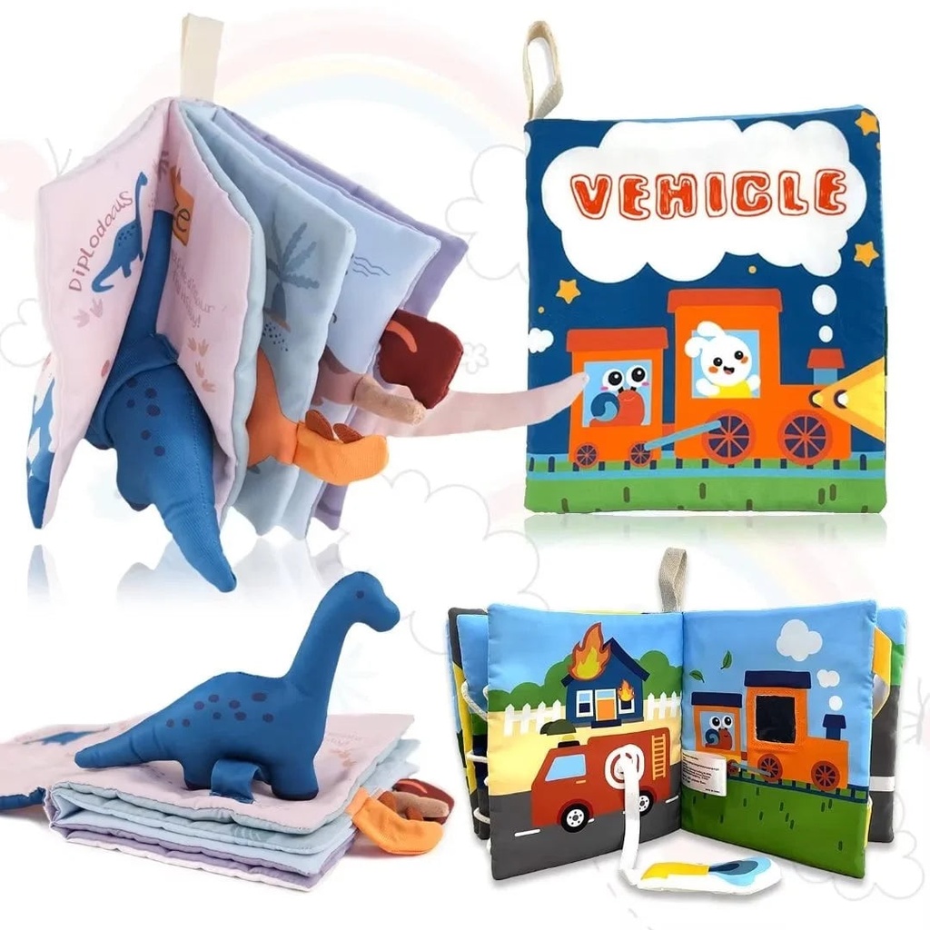 Adofi Soft Baby Books 0-3-6-12 Months, 2 Packs Interactive 3D Baby Cloth Books, Newborn Toys Gifts, Touch and Adofi Feel Crinkle Books for Toddlers, My First Fabric Quiet Book Fabric Quiet Book