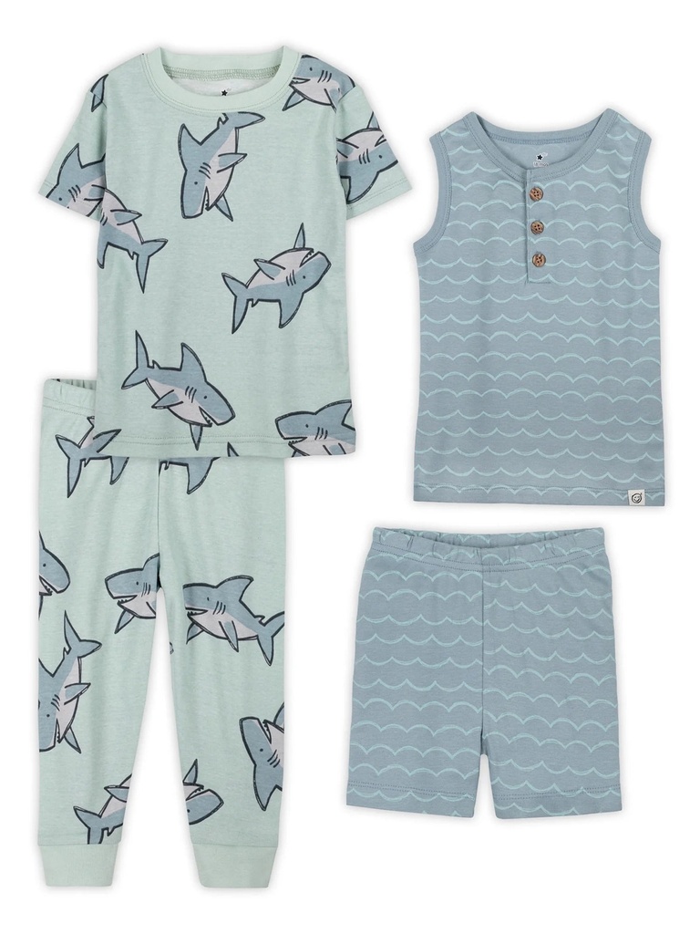 Little Star Organic 4PC Boy Snug Fit Sleepwear Sizes 12M-5T