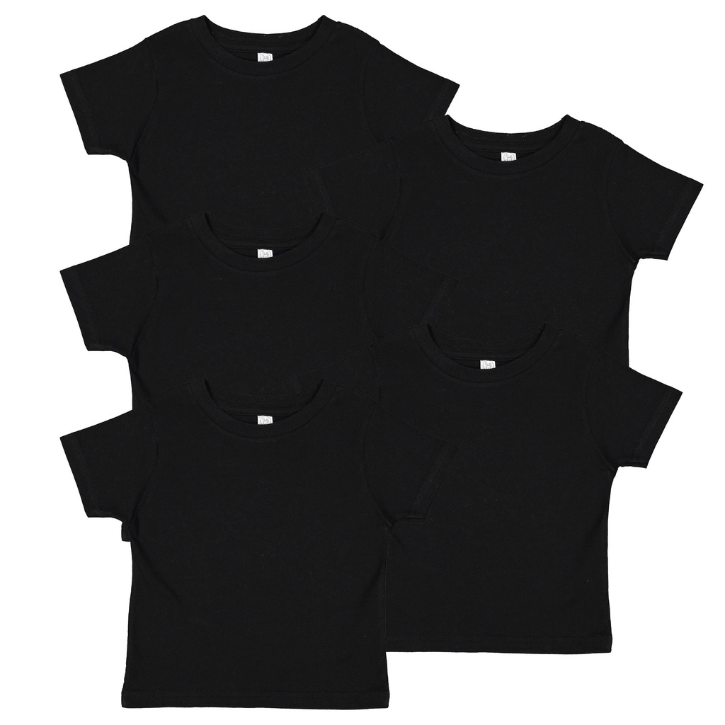 Rabbit Skins 5 Pack Fine Jersey Toddler T-Shirt Boy & Girl| Kids Tee| Blank Child Tshirt , Black, 2