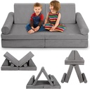 Betterhood Play Couch Sofa for Kids Imaginative Play Set, Medium, Gray, Suede Covers, Sponge Filled