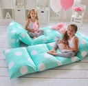 Butterfly Craze Floor Pillow Bed Lounger Cover, Cozy & Stylish Seating Solution for Kids & Adults, Recliner Floor Cushion for Ultimate Comfort, Holds 5 Pillows, Cover Only, Aqua Polka Dot, King