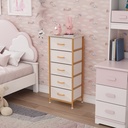Prime Garden 5 Drawers Tall Dresser for Kids Room Storage Chest,Gold