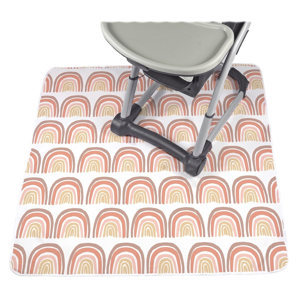 Jumpoff Jo - Large Splat Mat, Waterproof and Washable, for under Highchair, Protects from Spills, - 51 X 51 Inches - Rainbow Pink