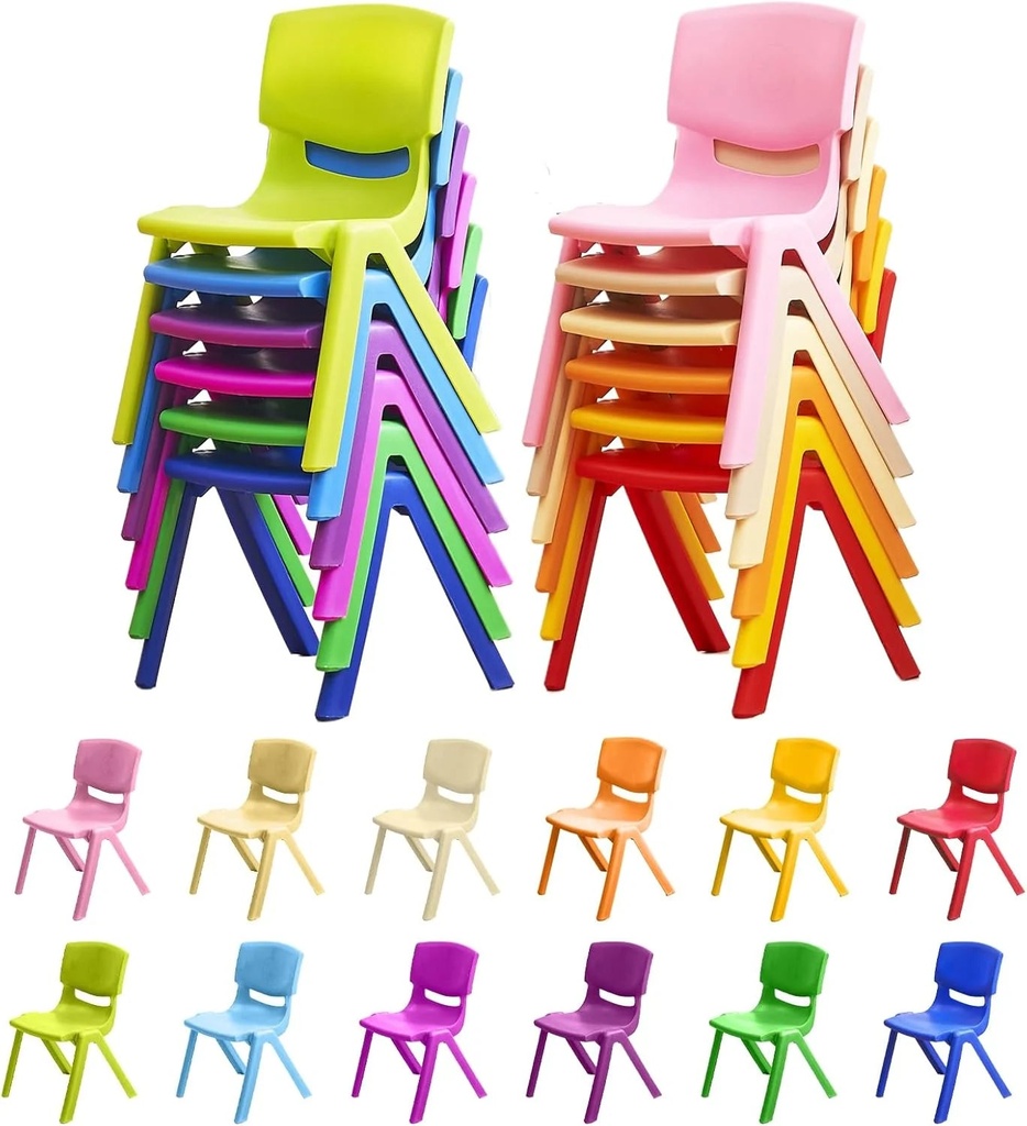 12Pcs Stackable School Chairs, Linor Colorful Kids Plastic Chair for Toddlers with 12'' Seat, Kids Flexible Seating for Classroom Elementary, School, Daycare, Outdoor, Classroom Furniture