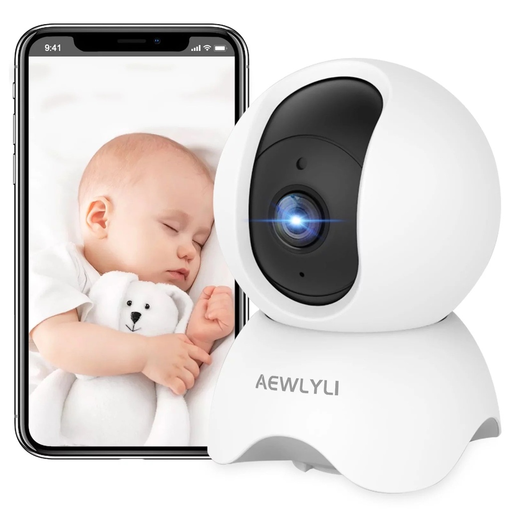 AEWLYLI Baby Monitor Security Camera, 360° 1080P HD Wifi Camera, Night Vision for Baby, Pet Dog and Elderly