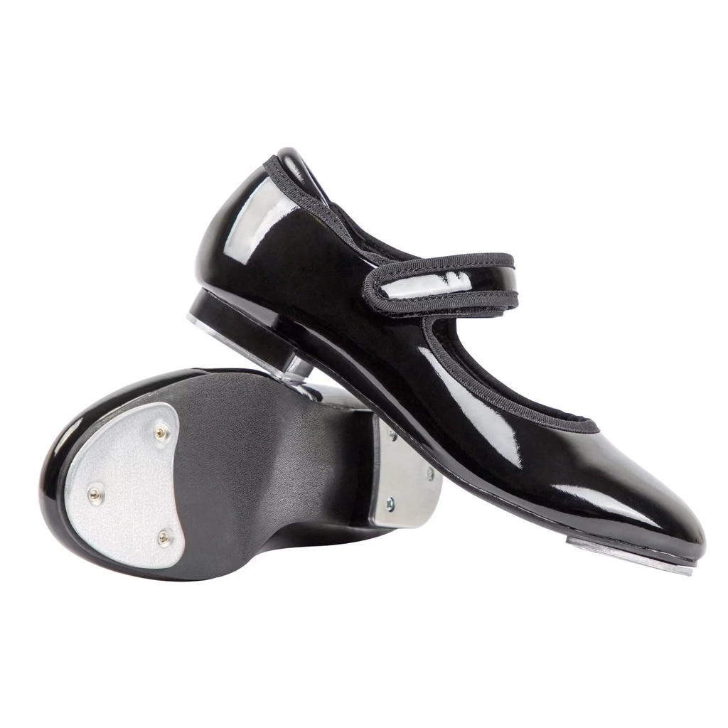 Dynadans Velcro Easy Strap Patent Tap Shoes (Toddler/Little Kid/Big Kid), Black