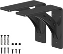Heavy Duty Shelf Brackets，Max Load 900 Lbs,Premium Alloy Metal Mantel Brackets , (Set of 2) Fireplace Mantel Brackets - Countertop Support Brackets (MATTE BLACK, 6 Inch X 5 Inch)