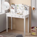 Kids Writing Desk Student Study Table, 31.5" White Desk with Hutch and Drawers and USB Ports, Makeup Dressing Table save Space Gifts