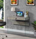 Convenience Concepts Soho 30" Tall 1 Drawer Glass 36-Inch Desk, Faux Birch/Glass, All Ages