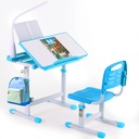 LAZY BUDDY Study Kids Desk and Chair Set, Height Adjustable Children Table with LED Lamp, Blue