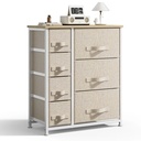 7 Drawer Fabric Dresser ,Storage Baby Dresser with Steel Frame and Wooden Top for Living Room/Bedroom/Hallway/Nursery, Beige