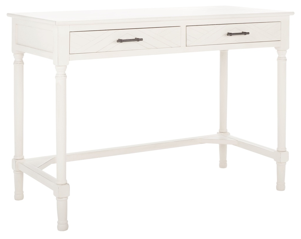 SAFAVIEH Mckinlee Solid Retro 2 Drawer Writing Desk, Distressed White
