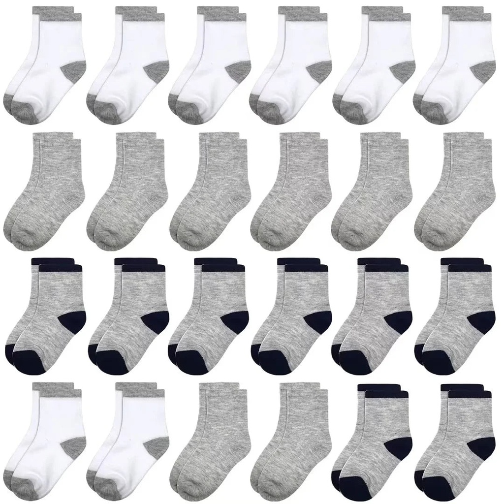 Boys Toddler Crew Socks- 24 Pairs Soft Athletic Casual School Socks for Kids Boys Girls 1-14 Years Old