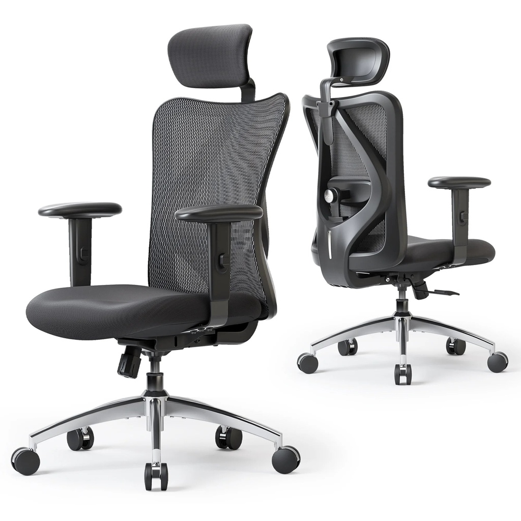 SIHOO Office Chair, Mesh Computer Ergonomic Chair with Adjustable Lumbar Support, High Back Chair for Big and Tall, Black