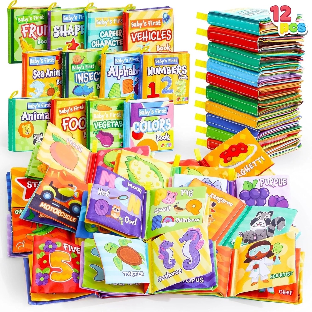 SYNCFUN 12 Pcs Baby Bath Toys, Cloth Books for Baby Multi-Age, Infant Early Education First Toys for Toddlers Kids Birthday Gifts