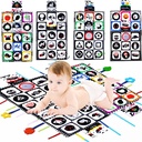 Baby Toys 0-6 Months, Tummy Time Crinkle Toys with Mirror, Black and White High Contrast Sensory Toys for 0-6-12-18 Months Infant Newborn