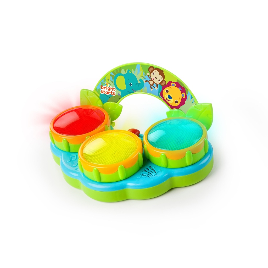 Bright Starts Safari Beats Musical Drum Toy with Lights, Ages 3 Months +, Infant and Toddler, Unisex