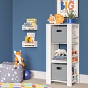 Riverridge Kids Bookshelf and Toy Organizer Tower with 3 Cubbies and 6 Bookracks for Playroom, Nursery, and Reading Nook and 2 10" Floating Bookshelves - White