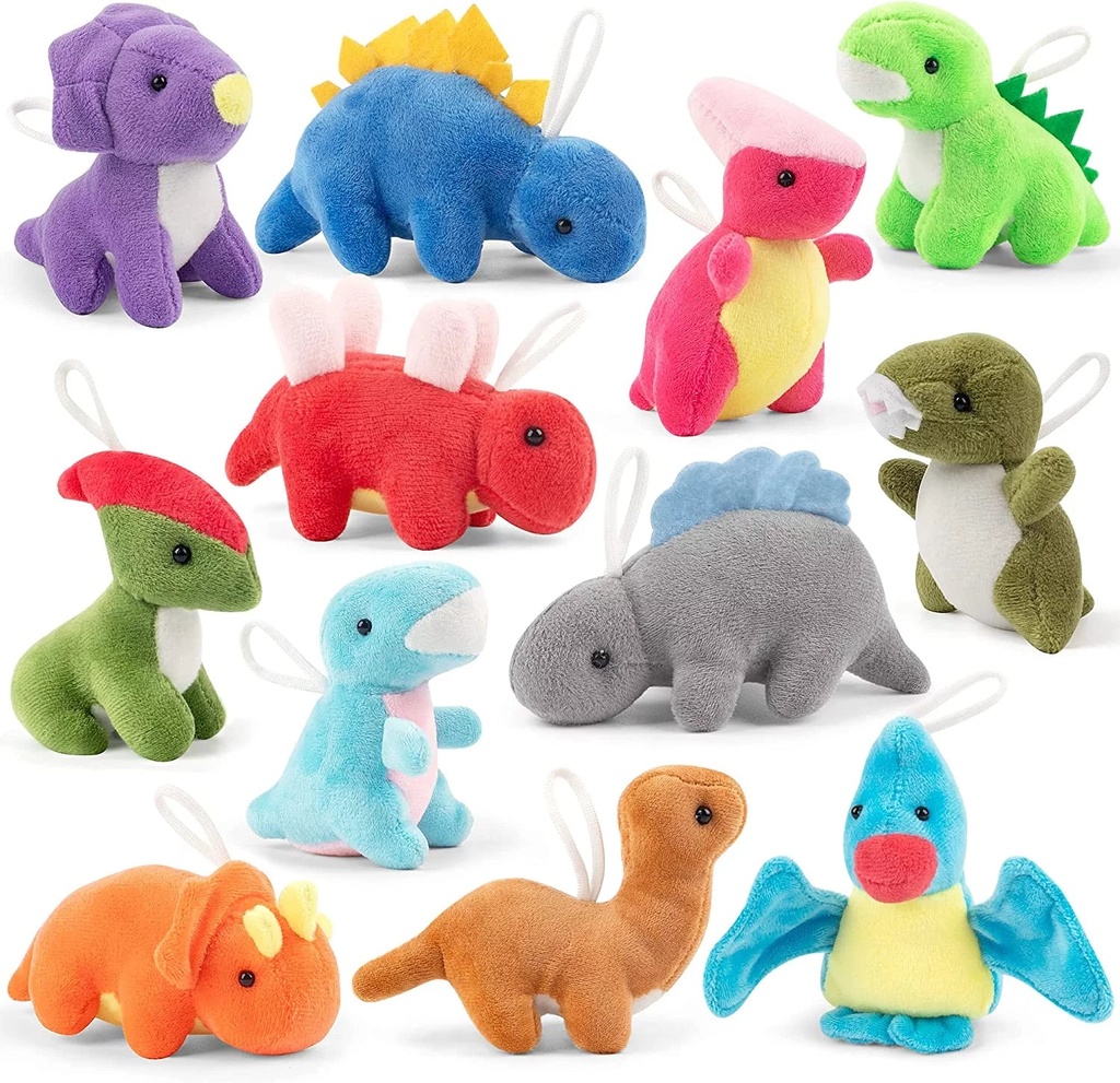 Mocoosy 12 Pack Dinosaur Plush Toy Set, Mini Dinosaur Stuffed Animals Bulk for Kids, Dinosaur Plush Party Favors, Plush Keychain Goody Bag Fillers for Girls Boys Dinosaur Birthday Supplie Easter