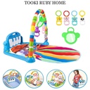 3 in 1 Playmat for Babies, Baby Gym Activity Center, Baby Activity Mat, Tummy Time Mat, Baby Play Mat with Music Pedal Piano,Balloon/Blue