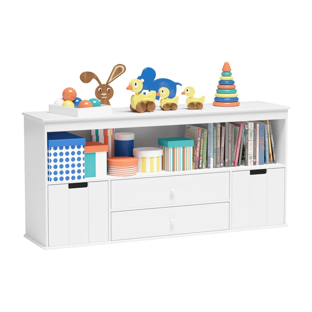 GEZEN Kids Toy Storage Cabinet, Toddler’S Chest Cabinet with 4 Drawers Large Storage Cube Wood Book Shelf for Children'S Playroom, Bedroom, White Finish
