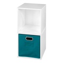 Regency Niche Cubo Storage Set - 2 Cubes and 1 Canvas Bin- White Wood Grain/Teal
