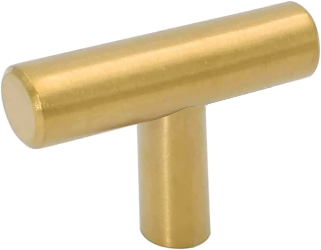 Goldenwarm 10 Pack Gold Cabinet Knobs Brushed Brass Drawer Knobs Gold Dresser Hardware - LS201GD Single Hole Handles for Kitchen Cupboard Doors Closet Hardware 2In Overall Length