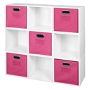 Niche PC9PKWH5TOTETL Cubo Storage Set with 9 Cubes & 5 Canvas Bins, White Wood Grain & Teal